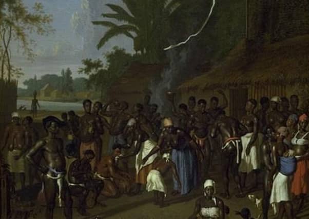 A depiction of a slave gathering in Suriname by Dutch artist Dirk Valkenburg from around 1706. PIC: Creative Commons.