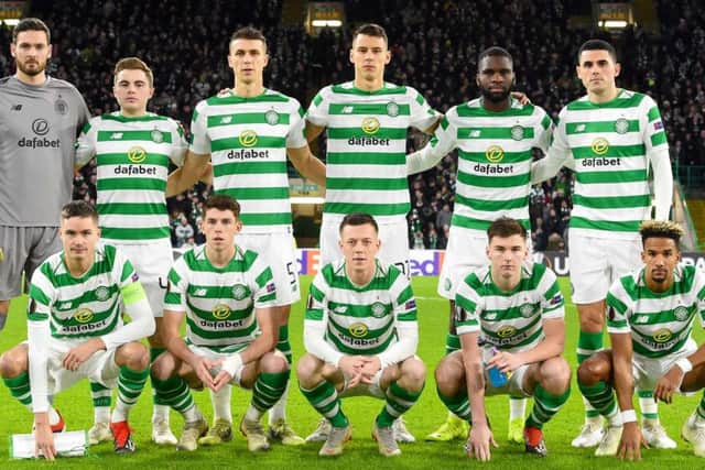 Celtic line up ahead of a Europa League group match. Picture: SNS Group
