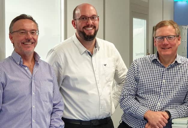 L-R: Steve McMahon, Nick Psaila and Mark Hesketh of Optoscribe. Picture: Contributed