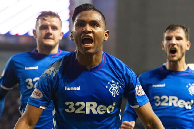 Alfredo Morelos celebrates another goal for Rangers. Picture: SNS/Alan Harvey