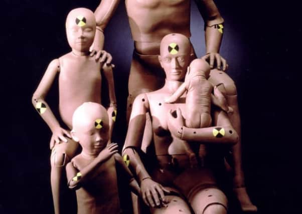 Volvo developed this family of crash-test dummies but other manufacturers designed vehicles based on a model of a man (Picture: PA)