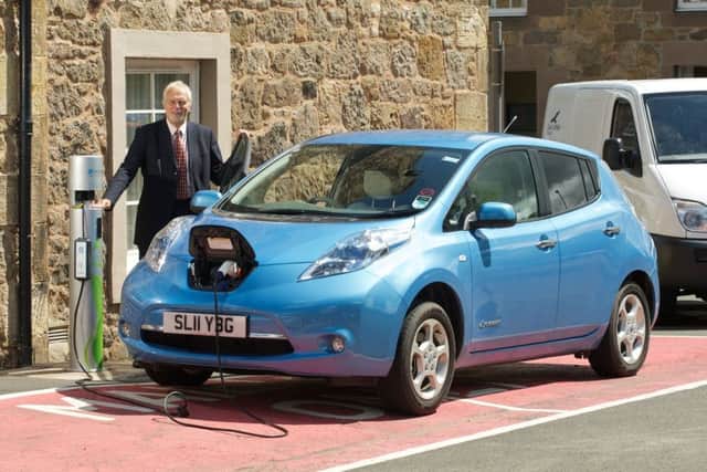 A Nissan LEAF being recharged in East Lothian
