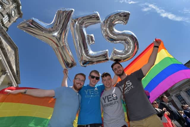 Supporters in favour of same-sex marriage await the referendum vote outcome on May 23, 2015 in Dublin