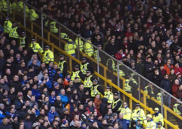 Rangers and Aberdeen fans at Pittodrie. Picture: SNS