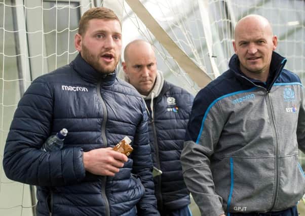 Finn Russell, left, with Scotland head coach Gregor Townsend. Picture: SNS