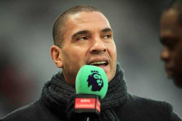 Stan Collymore claims he was let go by BT Sport after challenging the broadcaster over sectarian abuse. Picture: Getty Images