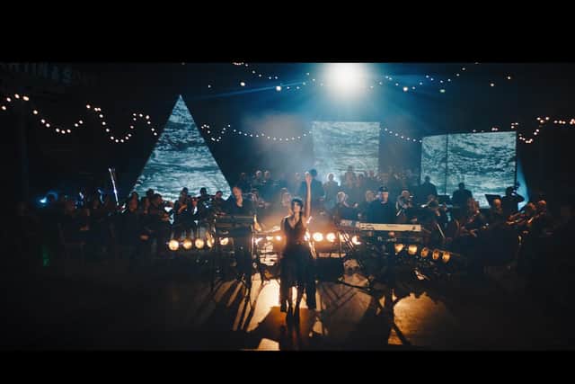 Chvrches recorded the special opening sequence for BBC Scotland's new channel at the Old Fruitmarket in Glasgow.