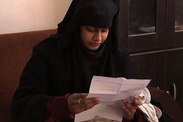 Shamima Begum, in a Syrian refugee camp, is shown a copy of the Home Office letter which stripped her of her British citizenship. Picture: ITV News