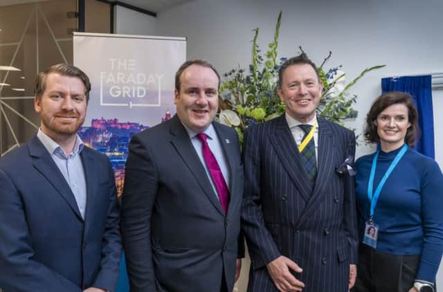 Left to right: Matthew Williams, founder and chief technology officer; Paul Wheelhouse MSP; Andrew Scobie, founder and CEO; and Jacqui Porch, founder and chief marketing officer. Picture: Jo Hanley Photography