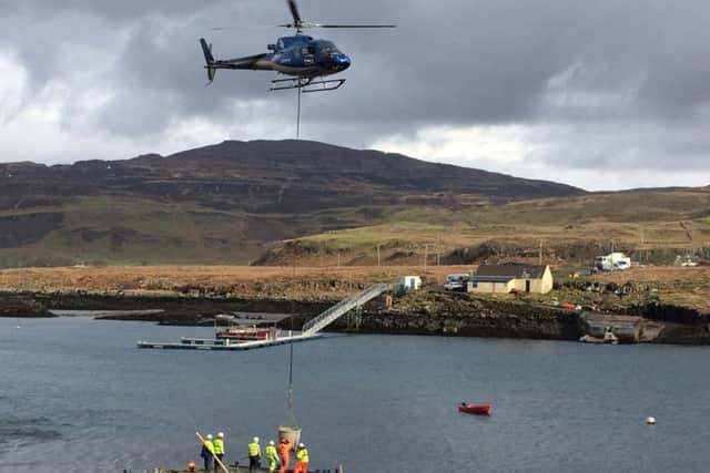 Concrete being delivered for the repairs to the slipway at Ulva. PIC: Contributed.