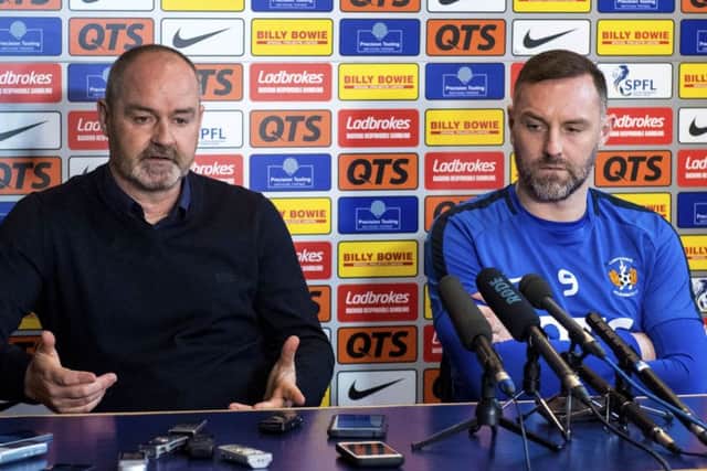 Kilmarnock manager Steve Clarke and captain Kris Boyd speaks to the media. Picture: