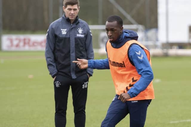 Rangers' Glen Kamara with manager Steven Gerrard. Pic: SNS/Craig Williamson