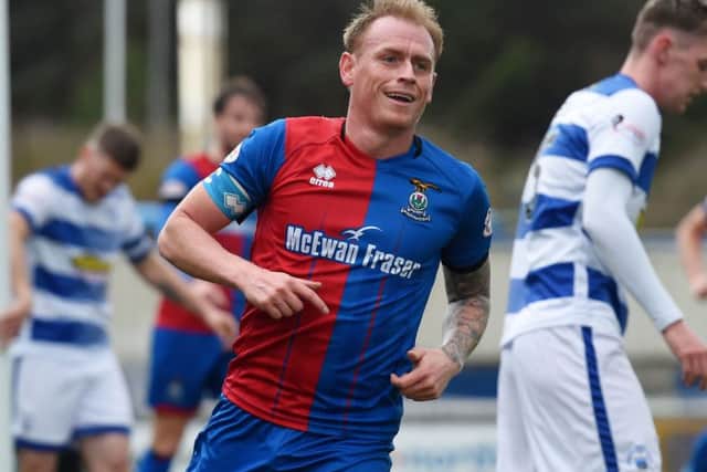 Inverness CT's Carl Tremarco celebrates after scoring. Pic: SNS/Sammy Turner