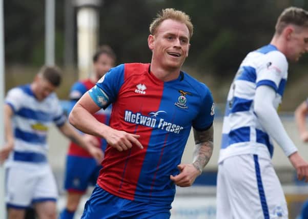 Inverness CT's Carl Tremarco celebrates after scoring. Pic: SNS/Sammy Turner