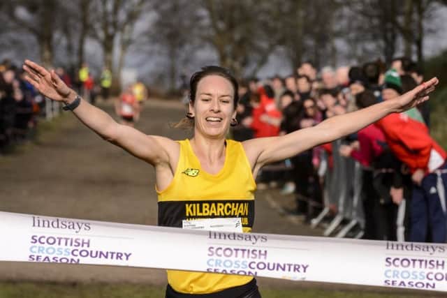Steph Twell wins the Lindsays Scottish National Cross Country at Callendar Park in Falkirk. Picture: Bobby Gavin/scottishathletics