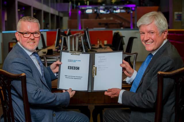Iain Munro, acting chief executive of Creative Scotland, and the BBC's director-general, signed the three-year deal as the broadcaster's new channel was launched in Glasgow.