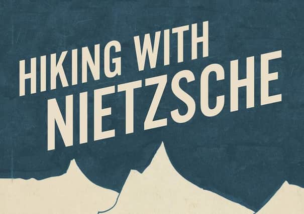 Detail from the cover of Hiking with Nietzsche, designed by Dan Mogford