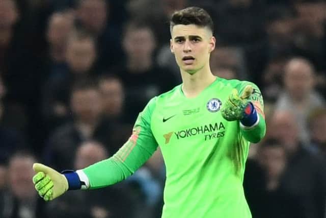 Kepa Arrizabalaga refuses to come off in Sundays Carabao Cup final at Wembley. Picture: Getty.