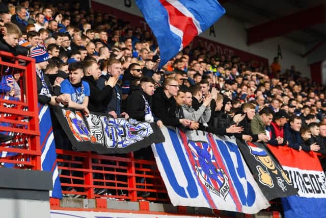 A general view of Rangers fans at the recent Ladbrokes Premiership clash with Hamilton. Picture: SNS Group
