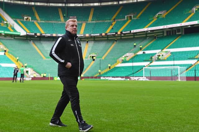 Neil Lennon walks on the Parkhead turf ahead of Celtic's match with Hibs in January 2018. Picture: SNS Group