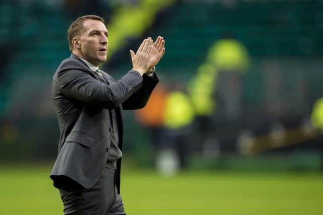 Brendan Rodgers applauds the Celtic fans after his final match in charge. Picture: SNS Group