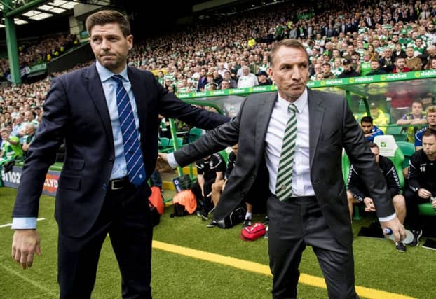 Former Celtic manager Brendan Rodgers, right, and Rangers boss Steven Gerrard. Picture: SNS