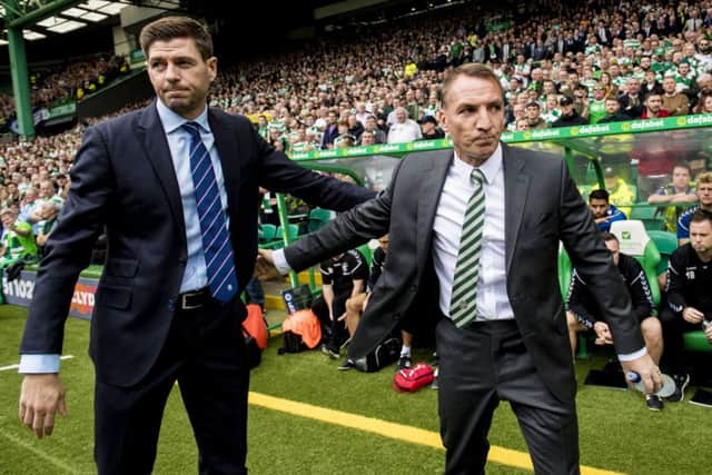 Former Celtic manager Brendan Rodgers, right, and Rangers boss Steven Gerrard. Picture: SNS