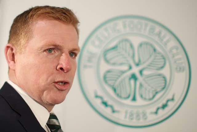 Celtic's new interim manager Neil Lennon is unveiled at Parkhead. Picture: Ian MacNicol/Getty Images