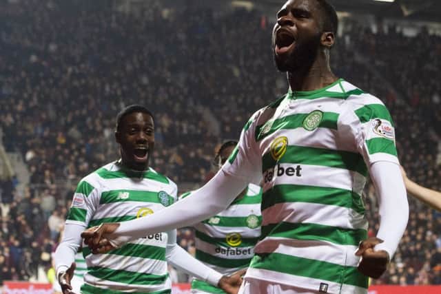 Odsonne Edouard wheels away after netting a late winner for Celtic. Picture: SNS Group