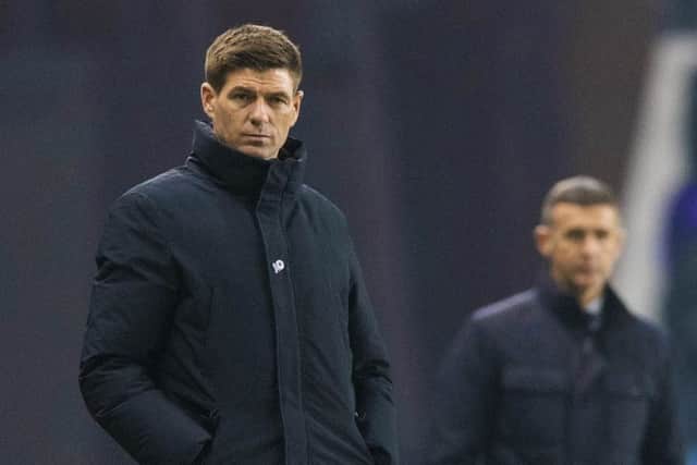 A stony-faced Steven Gerrard watches on as Rangers defeat Dundee 4-0. Picture: SNS Group
