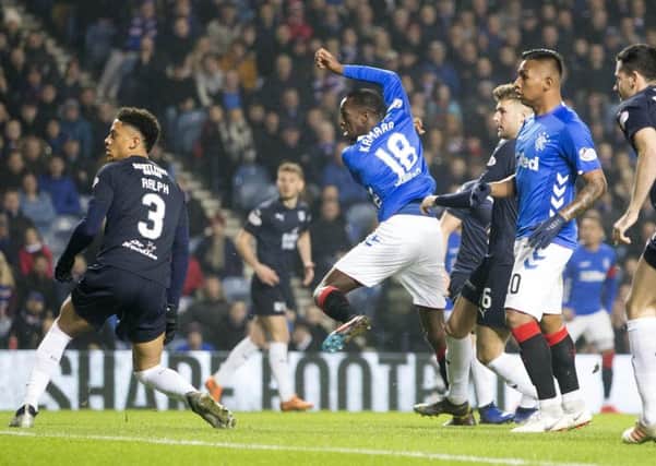 Glen Kamara scores Rangers' first goal against Dundee. Picture: Jeff Holmes/PA Wire