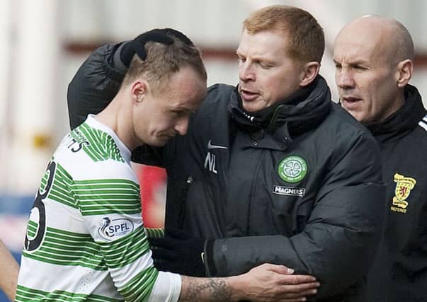Leigh Griffiths and Neil Lennon during the latter's first stint as Celtic boss. Picture: SNS