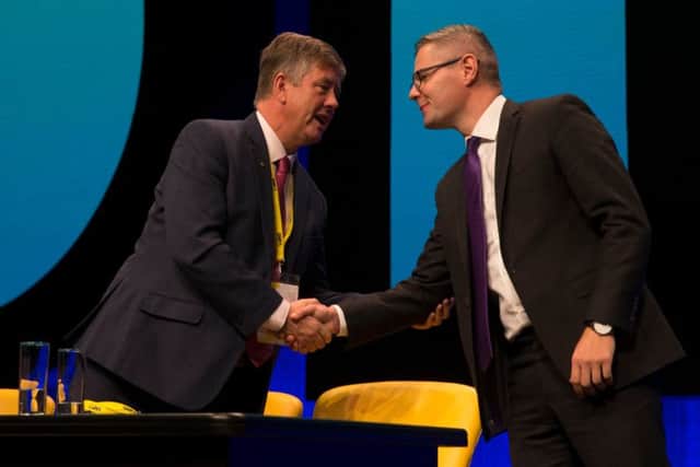 Keith Brown and Derek Mackay. Photo by Andrew MacColl/REX/Shutterstock