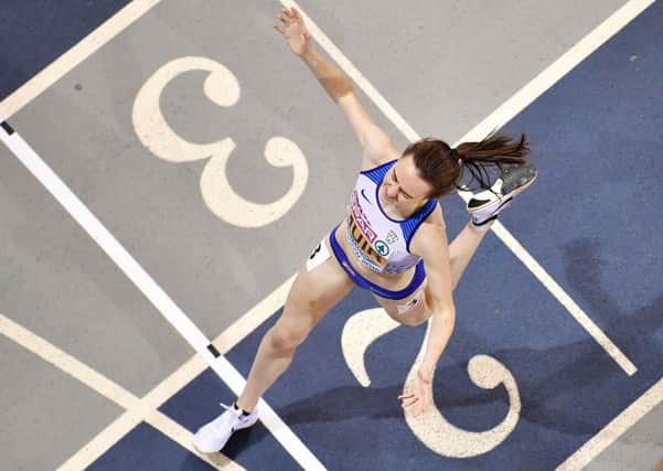 Laura Muir wins the 3000m final at the European Athletics Indoor Championships in Glasgow. Picture: Ben Stansall/AFP/Getty Images