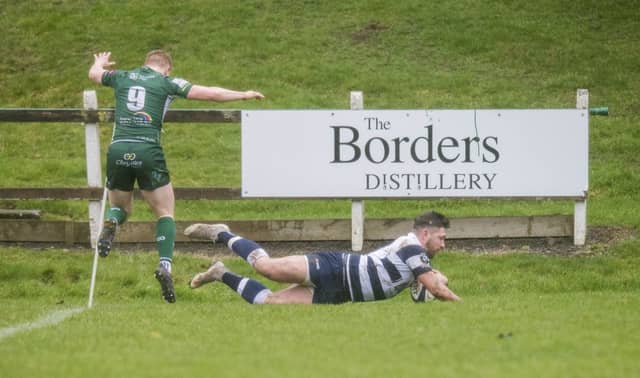 Heriots' Craig Robertson scores a try. Pic: SNS/SRU/Ross Parker