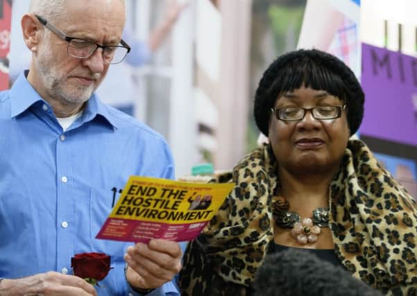 Labour Party leader Jeremy Corbyn and shadow Home Secretary Diane Abbott visit Finsbury Park mosque in London yesterday Leon Neal/Getty Images.