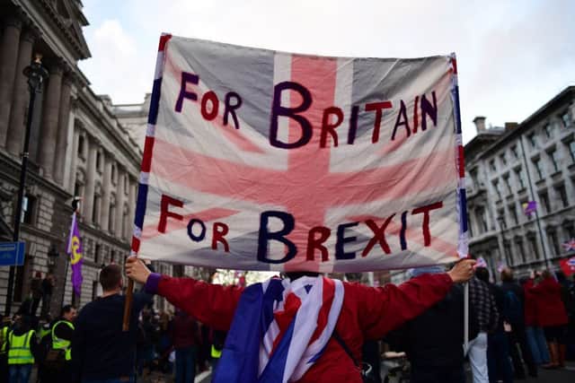 Protesters march through the city during a UKIP-backed Brexit betrayal rally in London. Picture: Chris J Ratcliffe/Getty