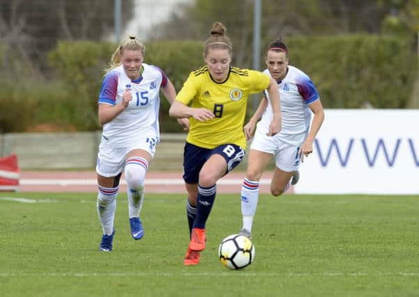 Kim Little, who netted the third goal, in action in the Algarve Cup. Picture: Lorraine Hill