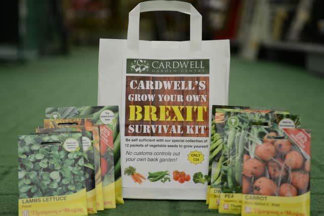 The Brexit Survival Kit on sale at Cardwell Garden Centre, Gourock