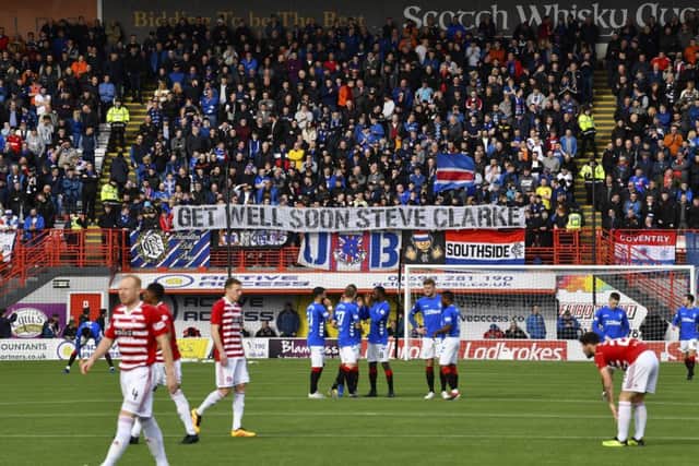 Rangers fans mock Steve Clarke after the Kilmarnock boss highlighted sectarian abuse suffered during a match between the sides.