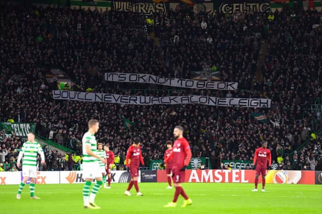 Celtic fans send a message of support to Leigh Griffiths after it's revealed the striker will take time away from the game to focus on off-field problems.