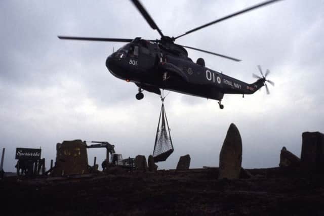The astronomically alligned Sighthill stone circle was originally erected with the help of a Royal Navy helicopter crew and unveiled on the spring equinox - 20 March - in 1979