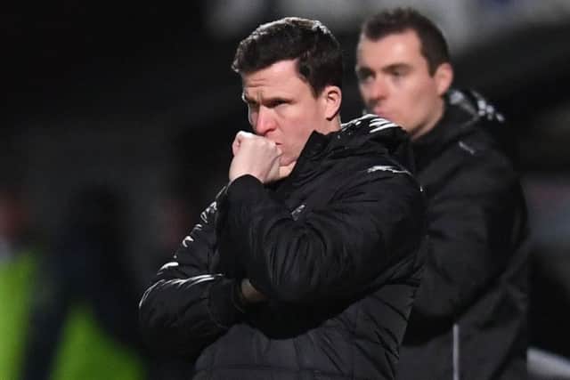 Gary Caldwell looks on as his side take on Hearts in the William Hill Scottish Cup quarter-finals. Picture: SNS Group