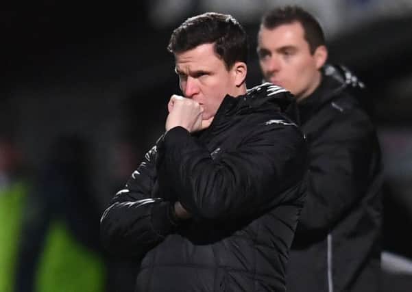 Gary Caldwell looks on as his side take on Hearts in the William Hill Scottish Cup quarter-finals. Picture: SNS Group
