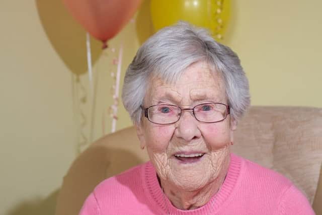Janet Morgan who lives in Dalgety Bay, Fife, who has celebrated turning 100-years-old. Picture: SWNS