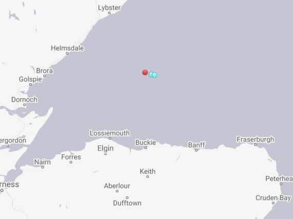 An image taken from marine tracking software showing Russian vessels operating in the Moray Firth