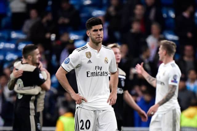 Real Madrid's Spanish midfielder Marco Asensio after his side's Champions League exit at the hands of Ajax. Picture: AFP/Getty