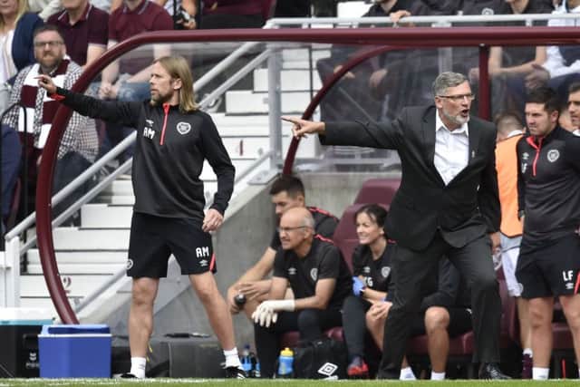 Hearts manager Craig Levein (right) with assistant Austin MacPhee. Picture: SNS