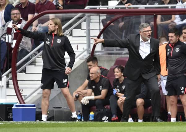 Hearts manager Craig Levein (right) with assistant Austin MacPhee. Picture: SNS