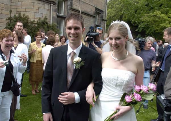 Bride Karen Watts and Groom Martin Reijns were in the UK's first ever Humanist ceremony at Edinburgh Zoo. Picture: Pic Kenny Smith.